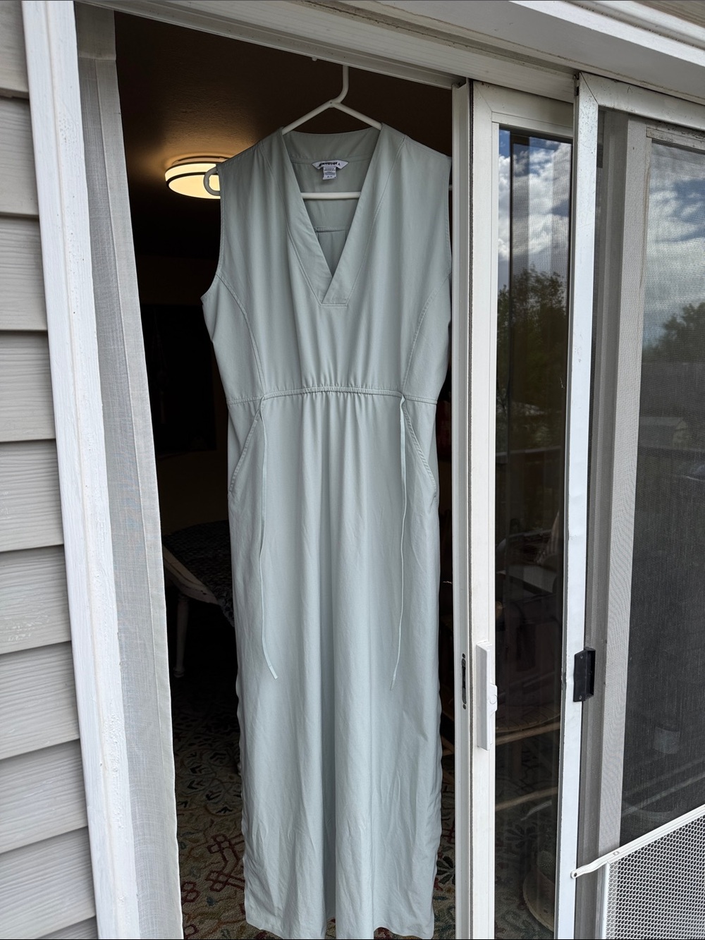 Athleta Sleeveless Light Mint V-Neck Maxi Dress